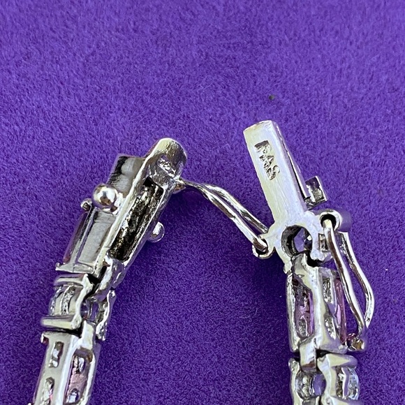 💛 Sterling Silver White & Pink CZ Tennis Bracelet - Picture 5 of 8